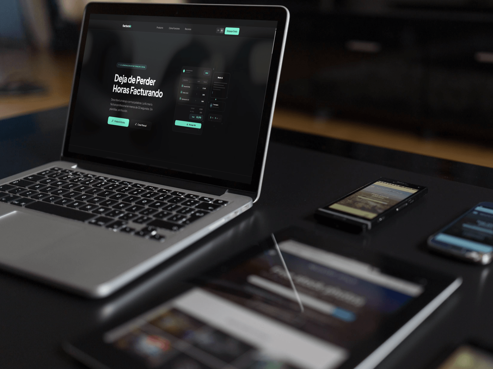 FacturaIX mockup - AI invoice generation platform